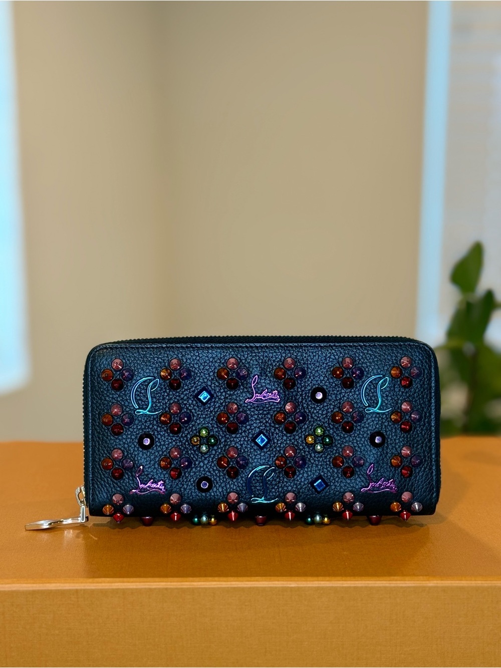 π³πππ π΅ππ Christian Louboutin Black Zip-Around Wallet with Multicolor Crystals - Picture 5 of 10
